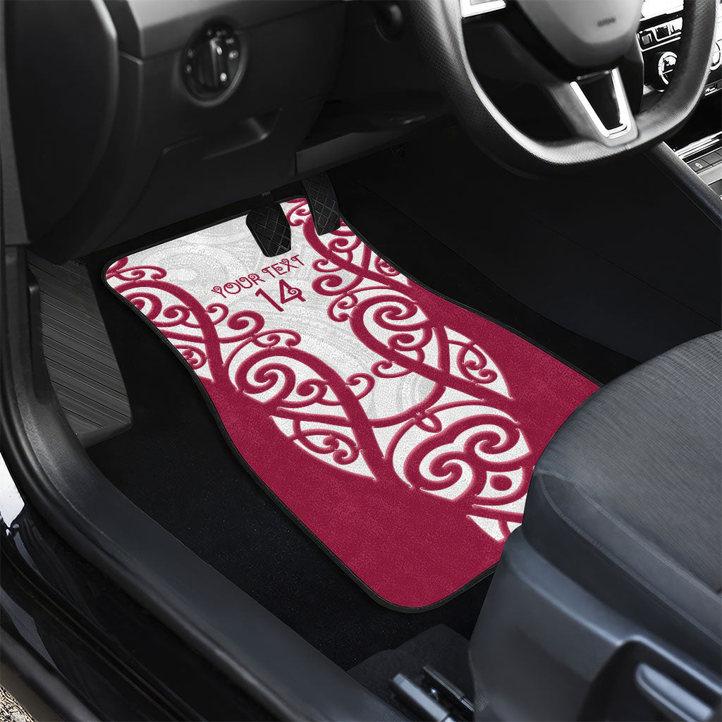 North Harbour Custom Rugby New Zealand Car Mats Aotearoa Maori Pukana Tiki Mascot