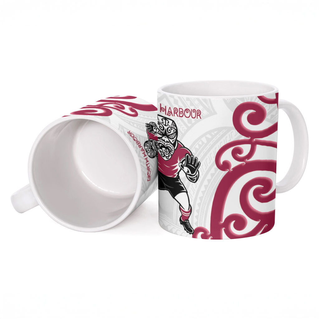 North Harbour Rugby New Zealand Ceramic Mug Aotearoa Maori Pukana Tiki Mascot