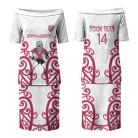 North Harbour Custom Rugby New Zealand Couples Matching Puletasi and Hawaiian Shirt Aotearoa Maori Pukana Tiki Mascot
