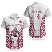 North Harbour Custom Rugby New Zealand Couples Matching Summer Maxi Dress and Hawaiian Shirt Aotearoa Maori Pukana Tiki Mascot