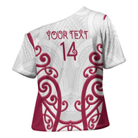 North Harbour Custom Rugby New Zealand Cross Shoulder Shirt Aotearoa Maori Pukana Tiki Mascot