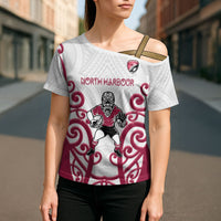 North Harbour Custom Rugby New Zealand Cross Shoulder Shirt Aotearoa Maori Pukana Tiki Mascot