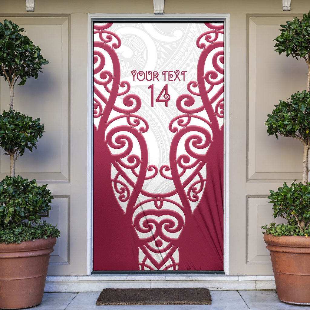 North Harbour Custom Rugby New Zealand Door Cover Aotearoa Maori Pukana Tiki Mascot