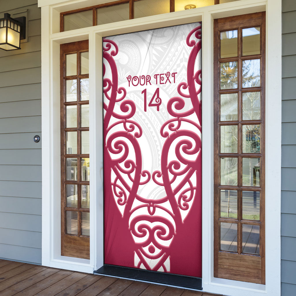 North Harbour Custom Rugby New Zealand Door Cover Aotearoa Maori Pukana Tiki Mascot