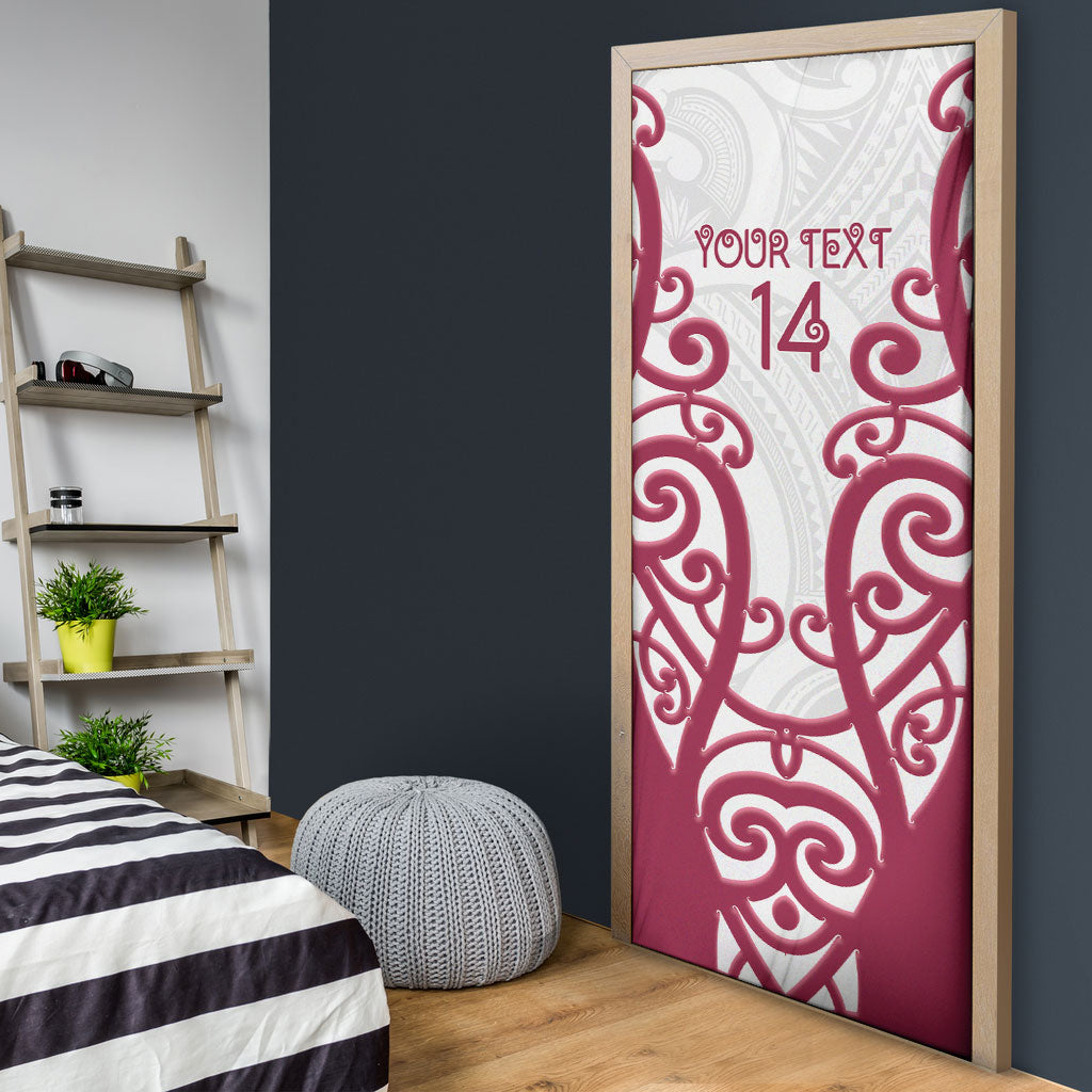 North Harbour Custom Rugby New Zealand Door Cover Aotearoa Maori Pukana Tiki Mascot