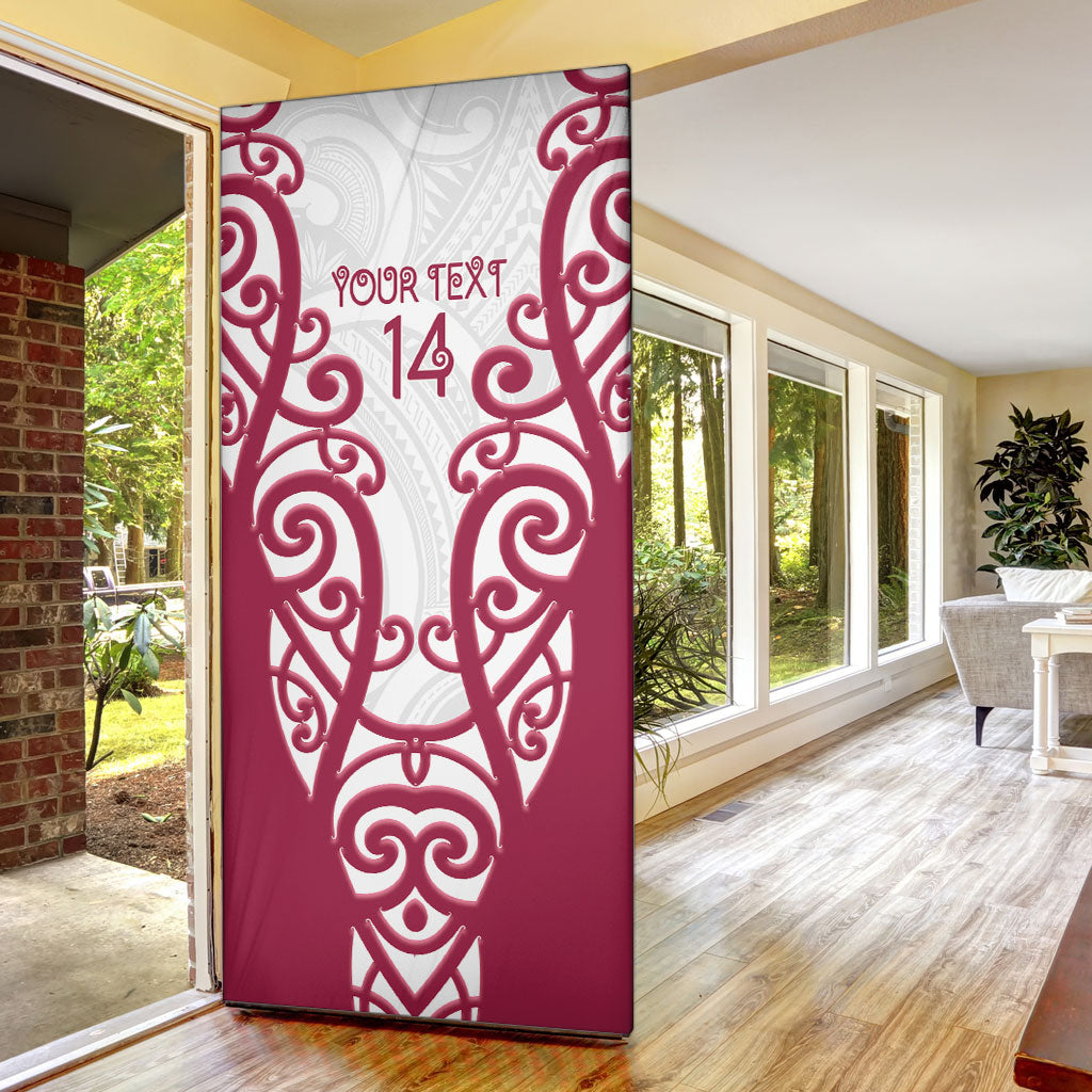 North Harbour Custom Rugby New Zealand Door Cover Aotearoa Maori Pukana Tiki Mascot