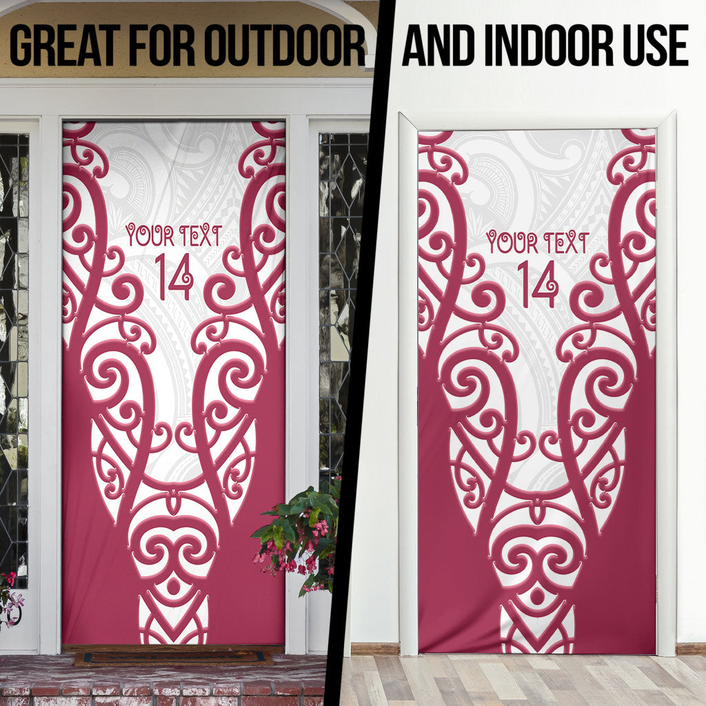North Harbour Custom Rugby New Zealand Door Cover Aotearoa Maori Pukana Tiki Mascot