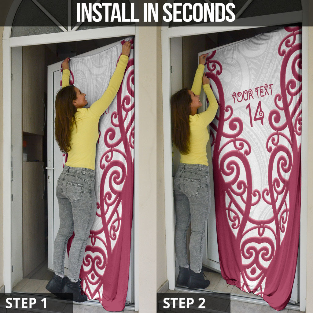 North Harbour Custom Rugby New Zealand Door Cover Aotearoa Maori Pukana Tiki Mascot