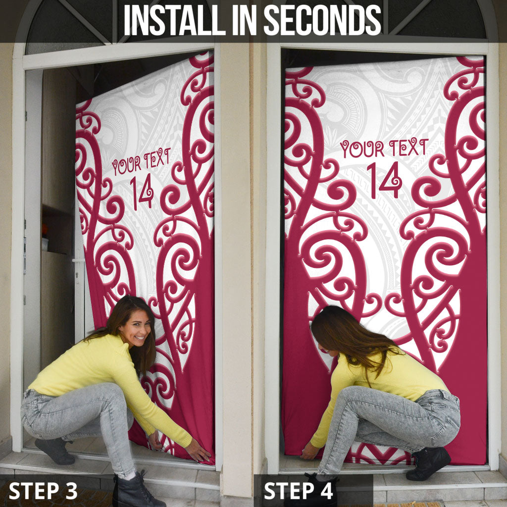 North Harbour Custom Rugby New Zealand Door Cover Aotearoa Maori Pukana Tiki Mascot