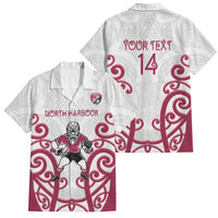 North Harbour Custom Rugby New Zealand Family Matching Off Shoulder Short Dress and Hawaiian Shirt Aotearoa Maori Pukana Tiki Mascot