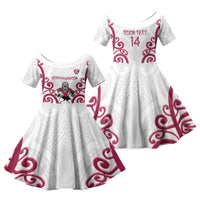 North Harbour Custom Rugby New Zealand Family Matching Puletasi and Hawaiian Shirt Aotearoa Maori Pukana Tiki Mascot