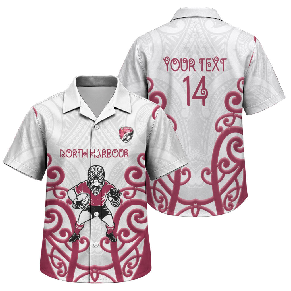 North Harbour Custom Rugby New Zealand Family Matching Puletasi and Hawaiian Shirt Aotearoa Maori Pukana Tiki Mascot