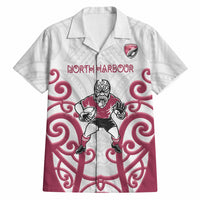 North Harbour Custom Rugby New Zealand Hawaiian Shirt Aotearoa Maori Pukana Tiki Mascot