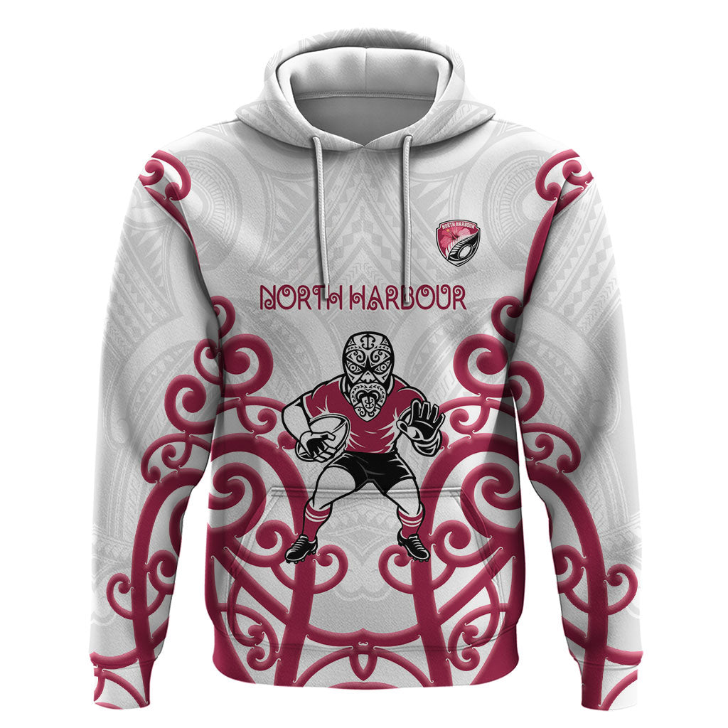 North Harbour Custom Rugby New Zealand Hoodie Aotearoa Maori Pukana Tiki Mascot