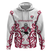 North Harbour Custom Rugby New Zealand Hoodie Aotearoa Maori Pukana Tiki Mascot
