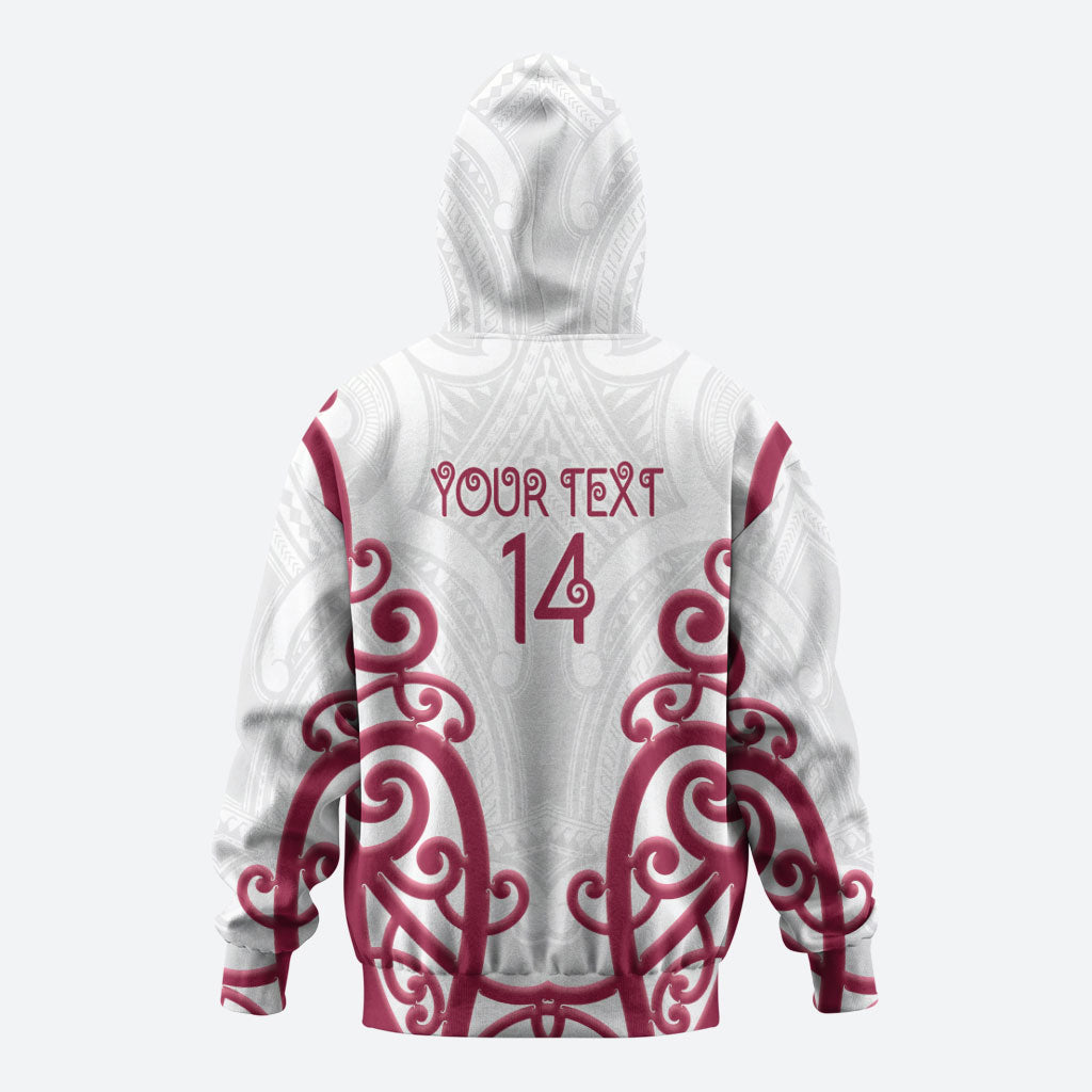 North Harbour Custom Rugby New Zealand Hoodie Aotearoa Maori Pukana Tiki Mascot