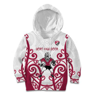 North Harbour Custom Rugby New Zealand Kid Hoodie Aotearoa Maori Pukana Tiki Mascot