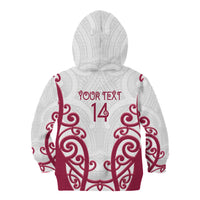 North Harbour Custom Rugby New Zealand Kid Hoodie Aotearoa Maori Pukana Tiki Mascot