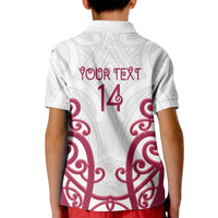 North Harbour Custom Rugby New Zealand Kid Polo Shirt Aotearoa Maori Pukana Tiki Mascot