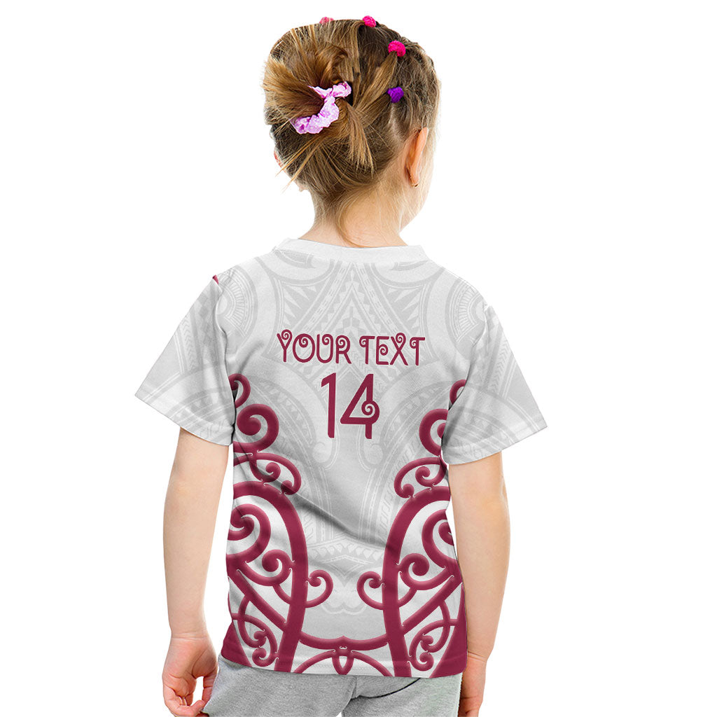 North Harbour Custom Rugby New Zealand Kid T Shirt Aotearoa Maori Pukana Tiki Mascot
