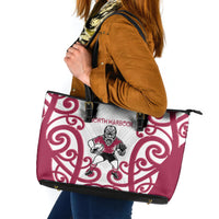 North Harbour Rugby New Zealand Leather Tote Bag Aotearoa Maori Pukana Tiki Mascot