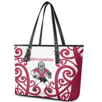 North Harbour Rugby New Zealand Leather Tote Bag Aotearoa Maori Pukana Tiki Mascot