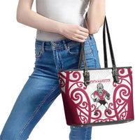 North Harbour Rugby New Zealand Leather Tote Bag Aotearoa Maori Pukana Tiki Mascot