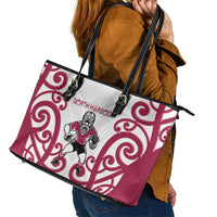North Harbour Rugby New Zealand Leather Tote Bag Aotearoa Maori Pukana Tiki Mascot