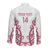 North Harbour Custom Rugby New Zealand Long Sleeve Button Shirt Aotearoa Maori Pukana Tiki Mascot