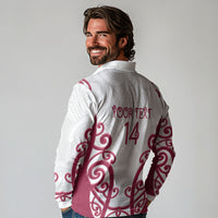 North Harbour Custom Rugby New Zealand Long Sleeve Polo Shirt Aotearoa Maori Pukana Tiki Mascot