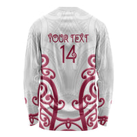 North Harbour Custom Rugby New Zealand Long Sleeve Shirt Aotearoa Maori Pukana Tiki Mascot