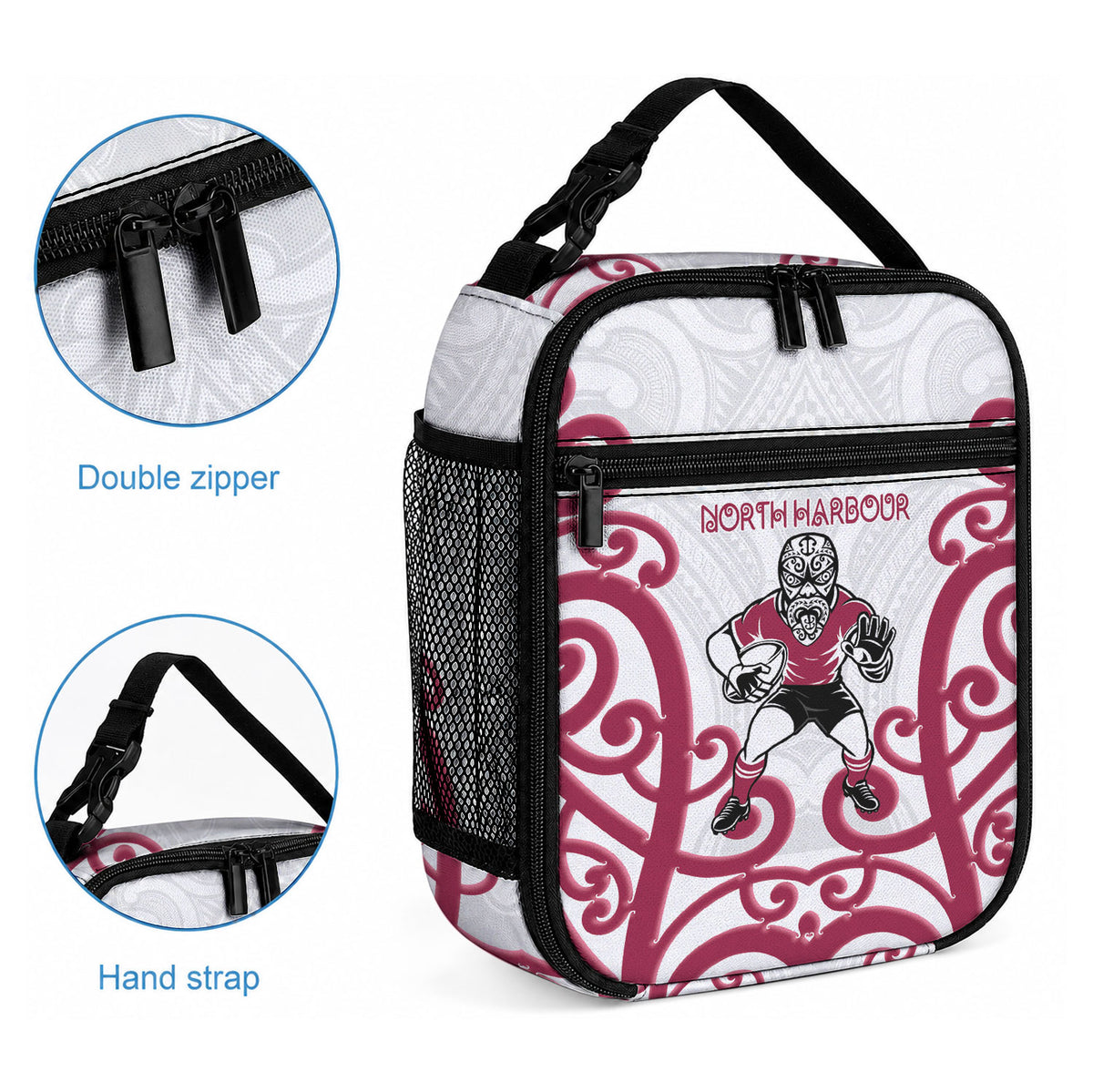North Harbour Rugby New Zealand Lunch Bag Aotearoa Maori Pukana Tiki Mascot