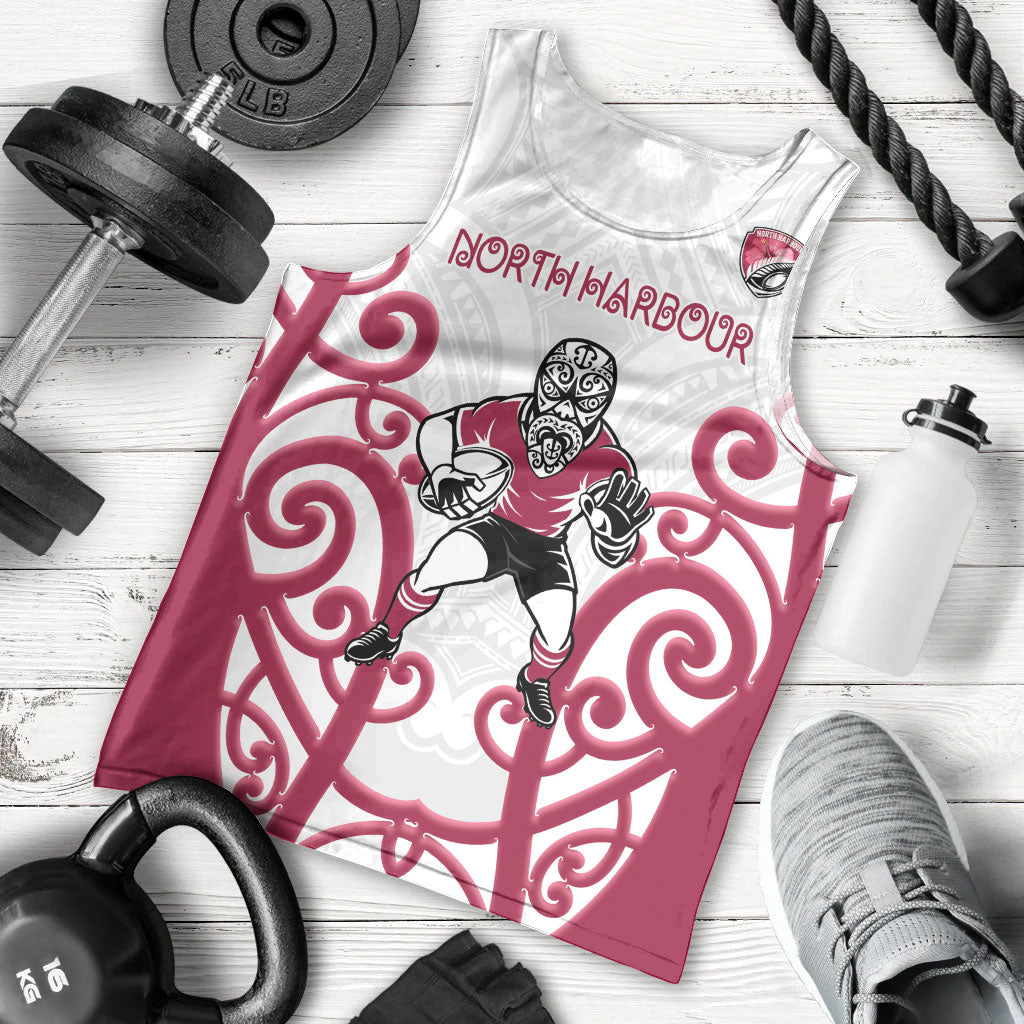 North Harbour Custom Rugby New Zealand Men Tank Top Aotearoa Maori Pukana Tiki Mascot