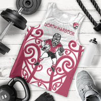 North Harbour Custom Rugby New Zealand Men Tank Top Aotearoa Maori Pukana Tiki Mascot