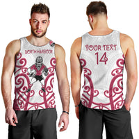 North Harbour Custom Rugby New Zealand Men Tank Top Aotearoa Maori Pukana Tiki Mascot