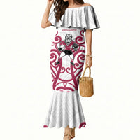 North Harbour Custom Rugby New Zealand Mermaid Dress Aotearoa Maori Pukana Tiki Mascot