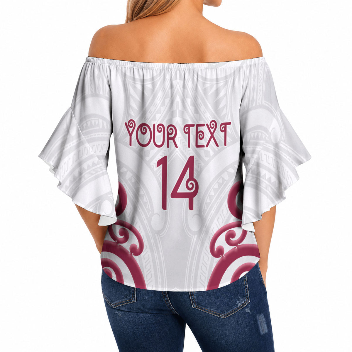 North Harbour Custom Rugby New Zealand Off Shoulder Wrap Waist Top Aotearoa Maori Pukana Tiki Mascot