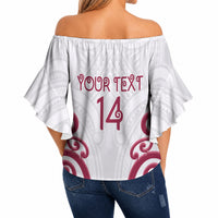 North Harbour Custom Rugby New Zealand Off Shoulder Wrap Waist Top Aotearoa Maori Pukana Tiki Mascot