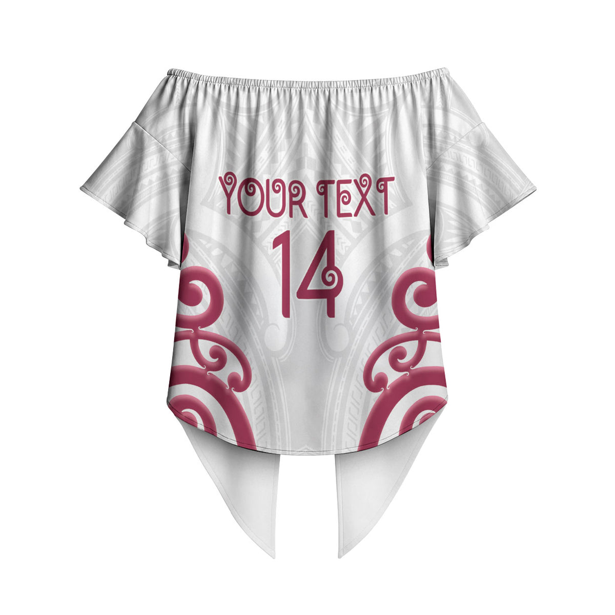 North Harbour Custom Rugby New Zealand Off Shoulder Wrap Waist Top Aotearoa Maori Pukana Tiki Mascot