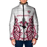 North Harbour Custom Rugby New Zealand Padded Jacket Aotearoa Maori Pukana Tiki Mascot