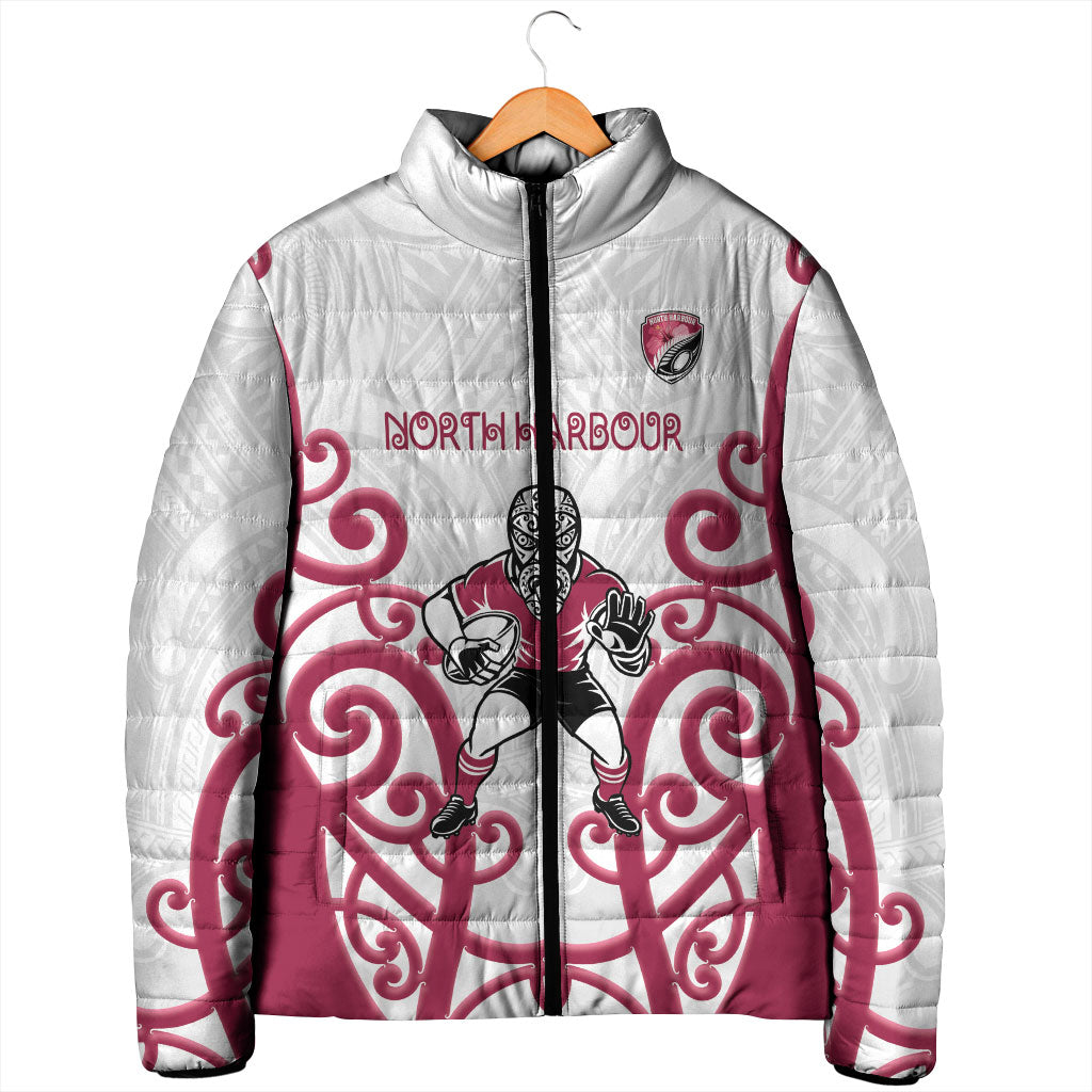 North Harbour Custom Rugby New Zealand Padded Jacket Aotearoa Maori Pukana Tiki Mascot