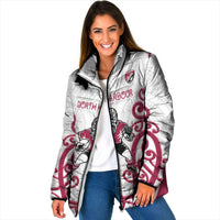 North Harbour Custom Rugby New Zealand Padded Jacket Aotearoa Maori Pukana Tiki Mascot