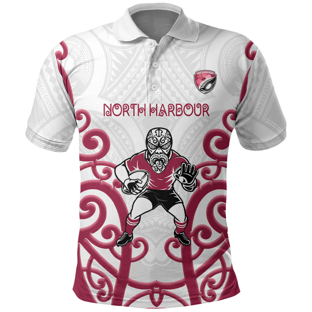North Harbour Custom Rugby New Zealand Polo Shirt Aotearoa Maori Pukana Tiki Mascot
