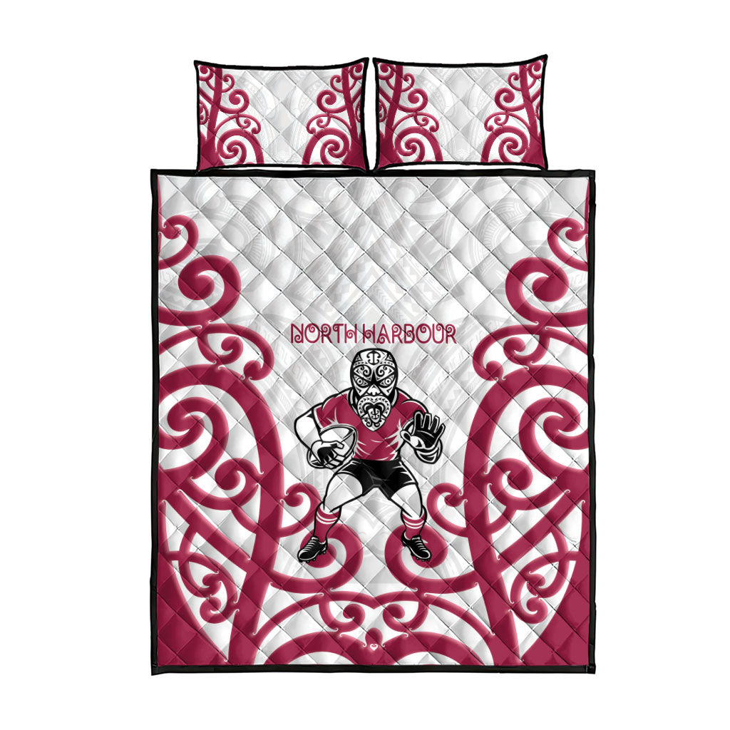 North Harbour Rugby New Zealand Quilt Bed Set Aotearoa Maori Pukana Tiki Mascot