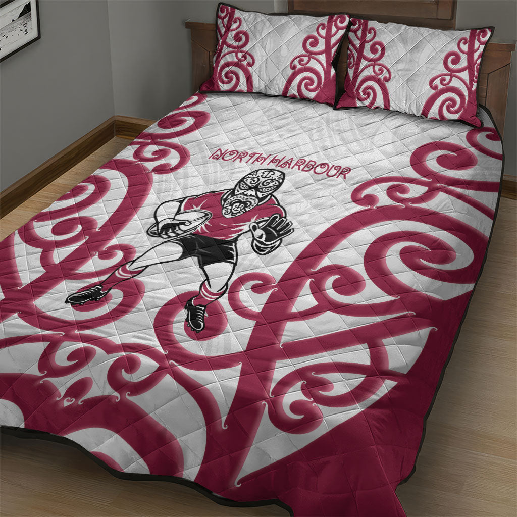 North Harbour Rugby New Zealand Quilt Bed Set Aotearoa Maori Pukana Tiki Mascot