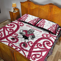 North Harbour Rugby New Zealand Quilt Bed Set Aotearoa Maori Pukana Tiki Mascot