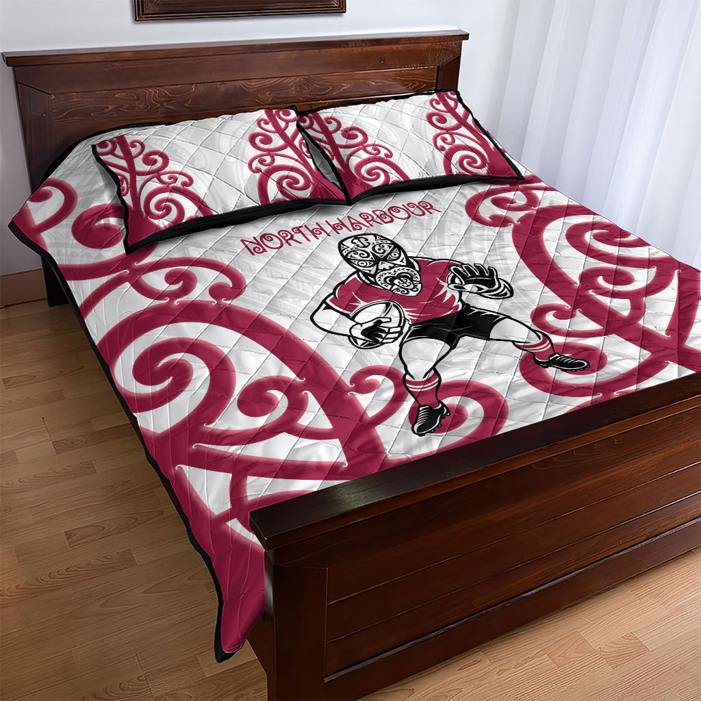 North Harbour Rugby New Zealand Quilt Bed Set Aotearoa Maori Pukana Tiki Mascot