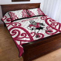 North Harbour Rugby New Zealand Quilt Bed Set Aotearoa Maori Pukana Tiki Mascot