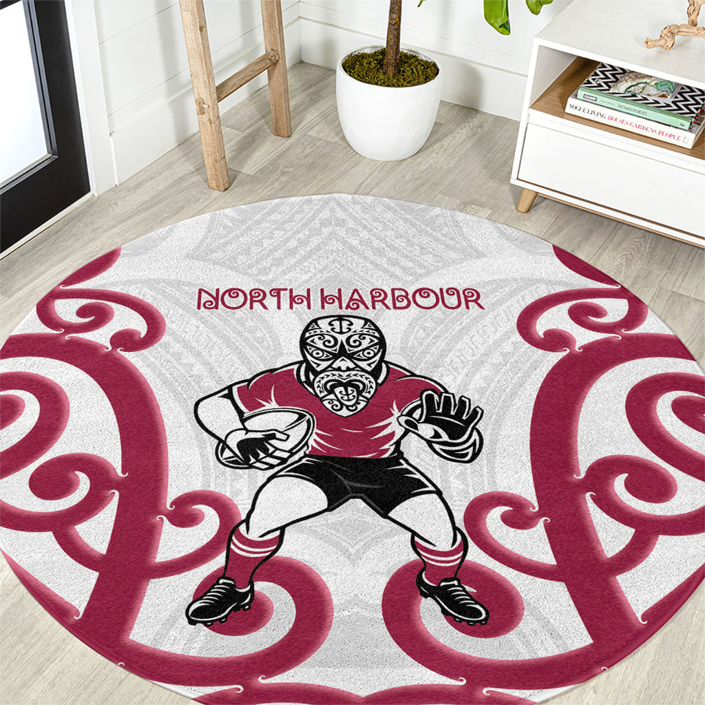 North Harbour Rugby New Zealand Round Carpet Aotearoa Maori Pukana Tiki Mascot