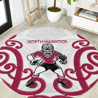 North Harbour Rugby New Zealand Round Carpet Aotearoa Maori Pukana Tiki Mascot